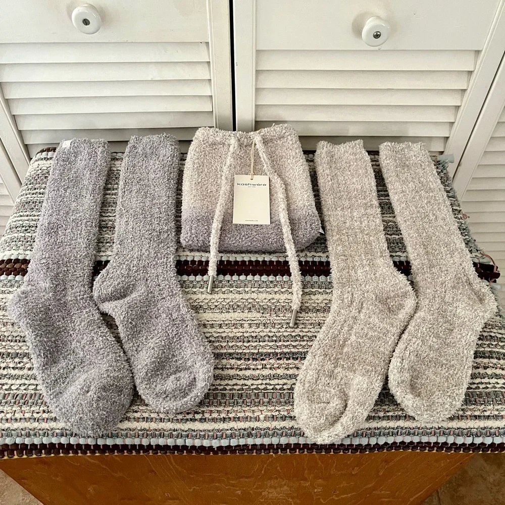 Kashwere Montecito Socks Set With Drawstring Pouch Heathered Kash-Lounge New - Picture 1 of 4